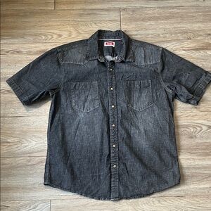 Wrangler Men's Short-Sleeve Denim Button-Down Shirt - Black
